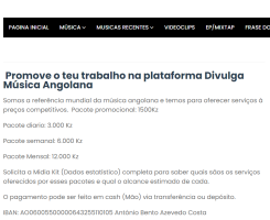 A venda Promove o teu trabalho na plataforma Divulga Música Angolana