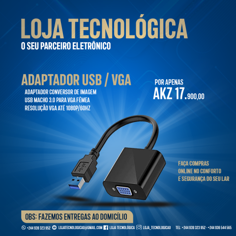 CABO CONVERSOR DE IMAGEM USB/VGA
