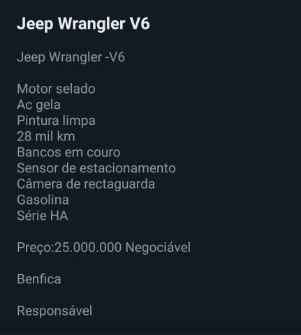 JEEP WRANGLER V6 SEMI NOVO RS