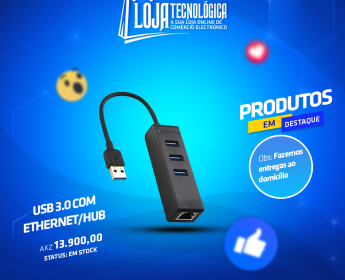 A venda USB 3.0 COM ETHRNET HUB