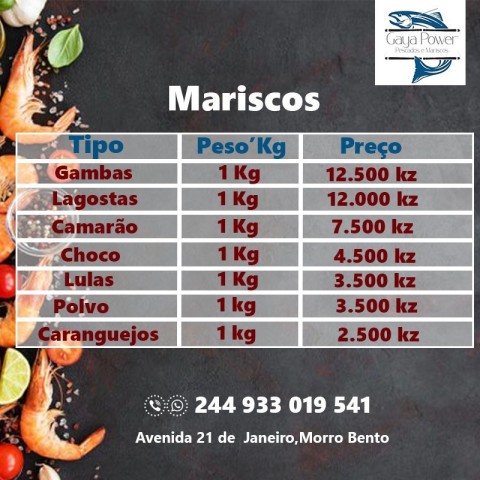 Venda Peixes e mariscos