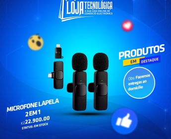 A venda Microfone Lapela 2 em 1MICROFONE LAPELA SEM FIO 2EM1