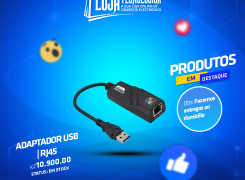 Cabo Adaptador Ethernet USB 3.0 p/ LAN RJ45