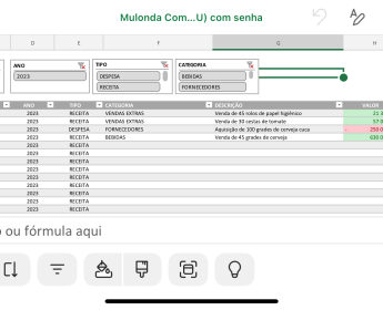 A venda Planilhas em Excel