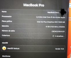 A venda MACBOOK PRO 2018