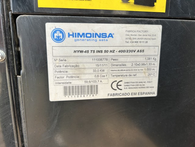 Venda Gerador Industrial Himoinsa 45 Kva