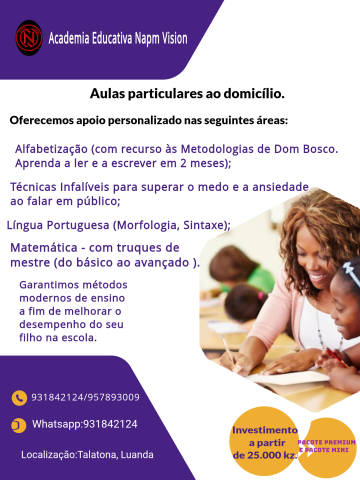 Venda Aulas particulares ao domicílio.