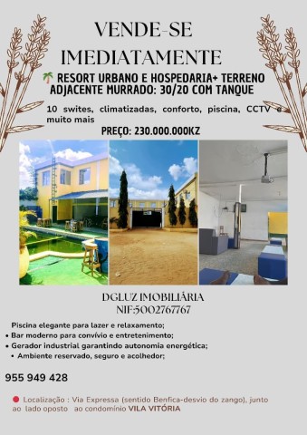 Venda Vende-se imediatamente Resorte / Hospedaria + lote adjacente murrado.