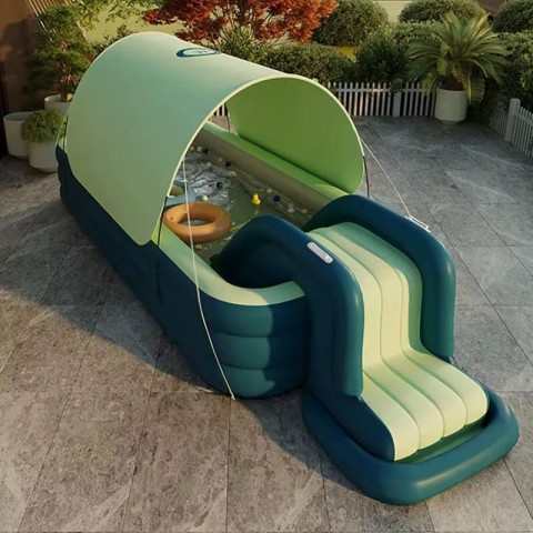 Piscina inflável com escorrega + cobertura