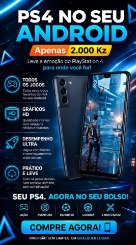 Venda Aplicativo com jogo de PlayStation 4 para telefones android