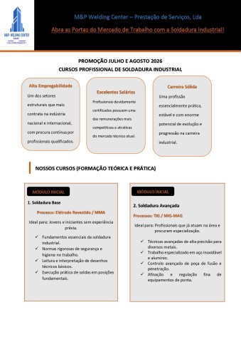 Venda CURSOS PROFISSIONAIS DE SOLDADURA INDUSTRIAL