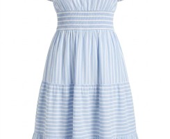 A venda Vestido Midi Azul e Branco