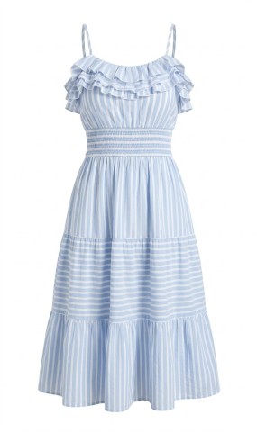 Venda Vestido Midi Azul e Branco