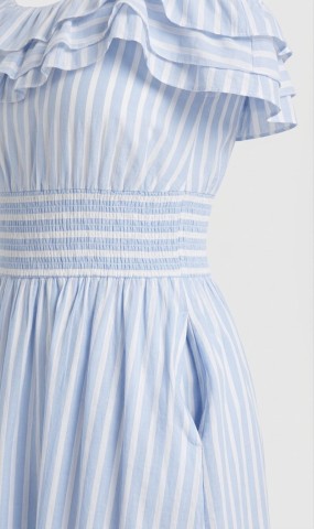 Venda Vestido Midi Azul e Branco