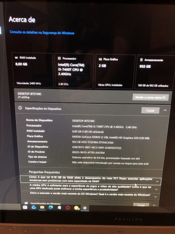 Computador HP Pavilion All-in-one