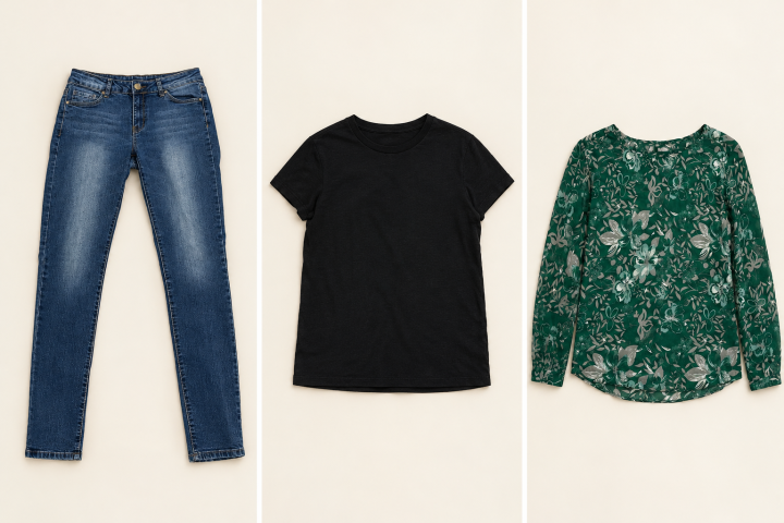 Calça jeans, e blusas sociais