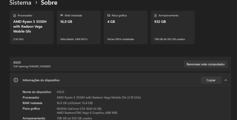 Portátil Gaming ASUS TUF